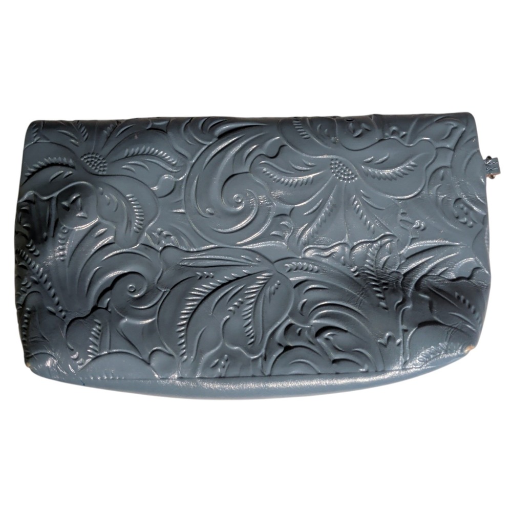 Patricia Nash Wristlet Clutch Handbag Tooled Leather Floral Bohemian Cottagecore